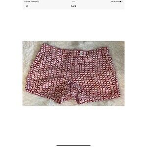 Vineyard Vines Womans Red Tie Dye Ikat Square Print Shibori Shorts Size 6 NWOT
